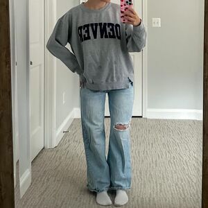 Grey and navy Denver Colorado embroidered crewneck sweatshirt large